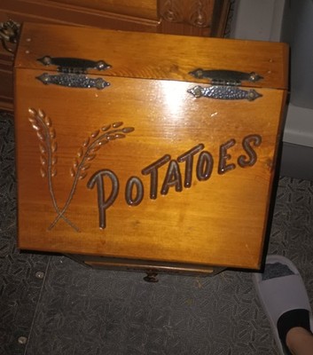 Vintage Potatoes N Onions Wooden Storage Bin Farmhouse Wood Box 11.5'' X 13''X 19''