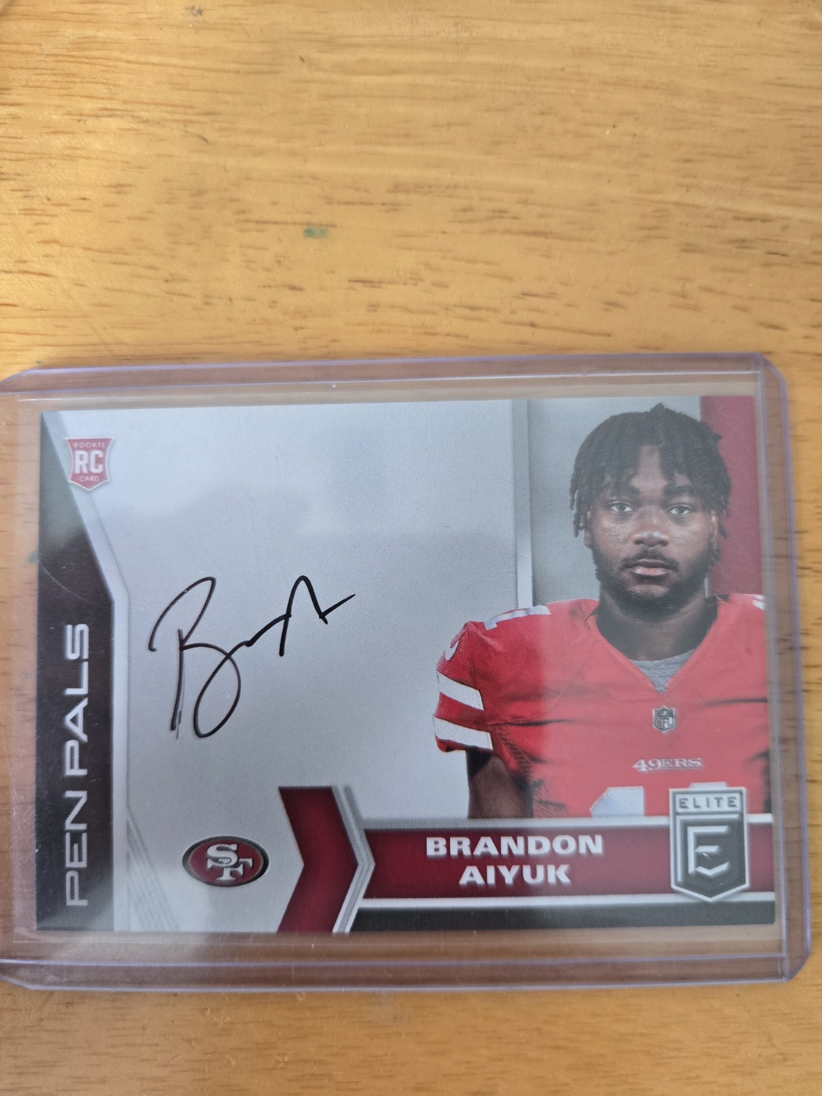 Brandon Aiyuk RC Auto 2020 Donruss Elite Rookie Pen Pals On Card SF 49ers WR Sp