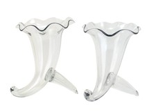 Pair of Cornucopia Glass Vases with Leaf Motif Bases, ca. 1940