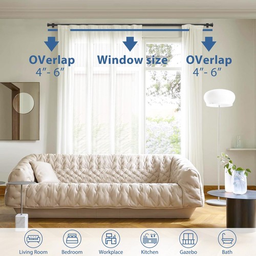 Curtain Rod for Windows 30 to 43 Inch 5/8 Inch Small Curtain Rod Set Black Cu... - Picture 7 of 8