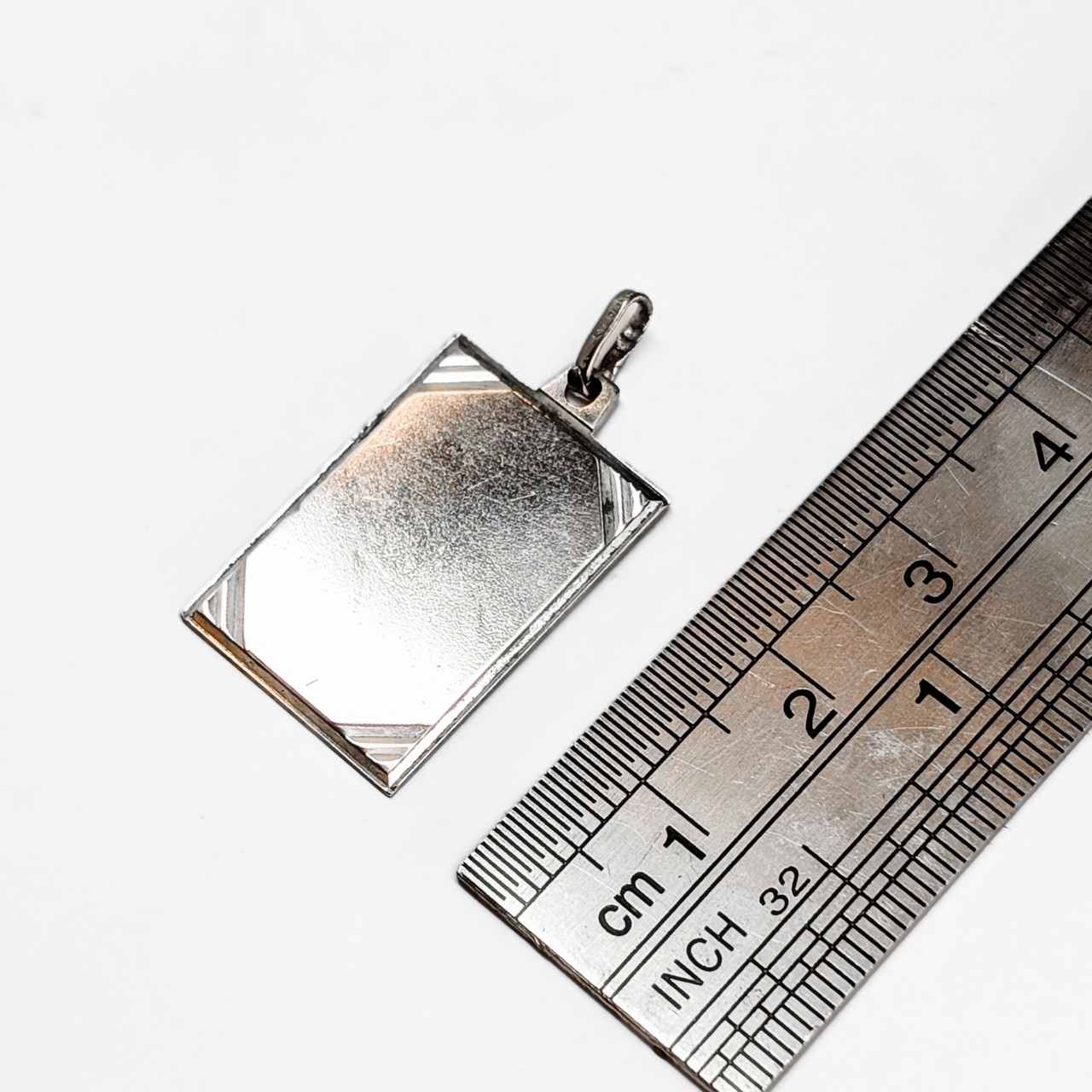 Sterling Silver Rectangular Bar Plaque Pendant #9… - image 2