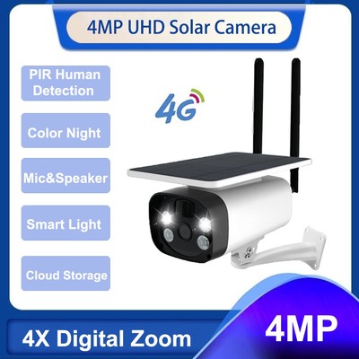 4MP 4G WiFi Solar Camera Outdoor Dual Light Solar Battery Security Camera System