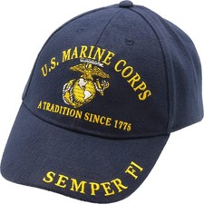 U.S. Marine Corps A Tradition Since 1775 Semper Fi Hat, Blue, 100 Cotton