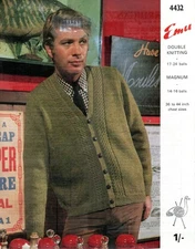 Emu 4432 MEN'S CARDIGAN Size 36" - 44" Chest Single Knitting Pattern