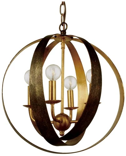 Crystorama Luna 16"W Bronze and Gold 4-Light Orb Chandelier - Picture 2 of 9