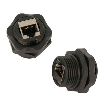 InstallerParts CAT6 RJ45 Shielded Industrial Panel Mount Single, Black
