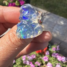 AAA Mexican Water Opal, Diamond, 14k Gold Ring Fine Jewelry Custom Design