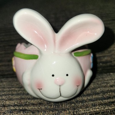 Easter Bunny Basket, Planter/Candy Holder Decorative, Ceramic Spring