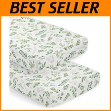 Boho Floral Leaf Toddler Room Sheets - Sage Green, 2 Pack