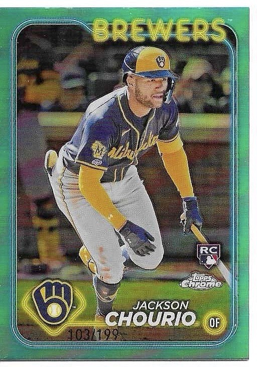 2024 Topps Chrome - Jackson Chourio #161 Aqua Refractor /199 (RC)