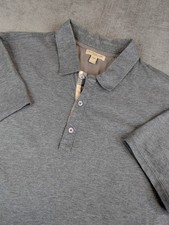 Burberry Brit Polo Shirt Mens L Gray Nova Check Logo Short Sleeve Preppy