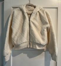 Abercrombie Kids Cream Sherpa Quilted Zip Up Hoodie Jacket Size 13/14