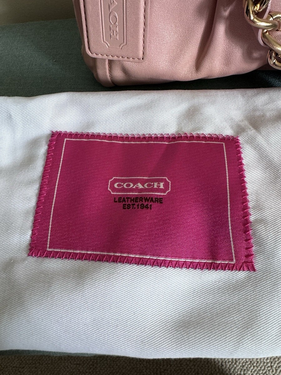 RARE Coach Parker Pink Pearl Leather Kisslock Clutch Shoulder Bag