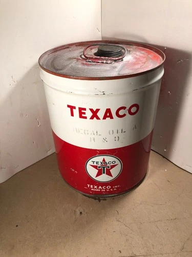 vintage Texaco 5 gallon Oil can Advertising Sign Barn find Made in USA