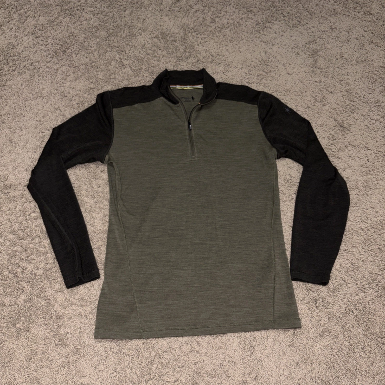 Smartwool Mens Classic Thermal Merino Base Layer 1/4 Zip Green Size Medium