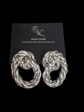 E&L Israel Sterling Silver Electroform Braided Earrings
