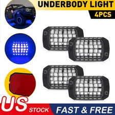 Blue LED Lights Rock 4 Pods LED Waterproof Underglow Underbody Glow Lamp 12V New