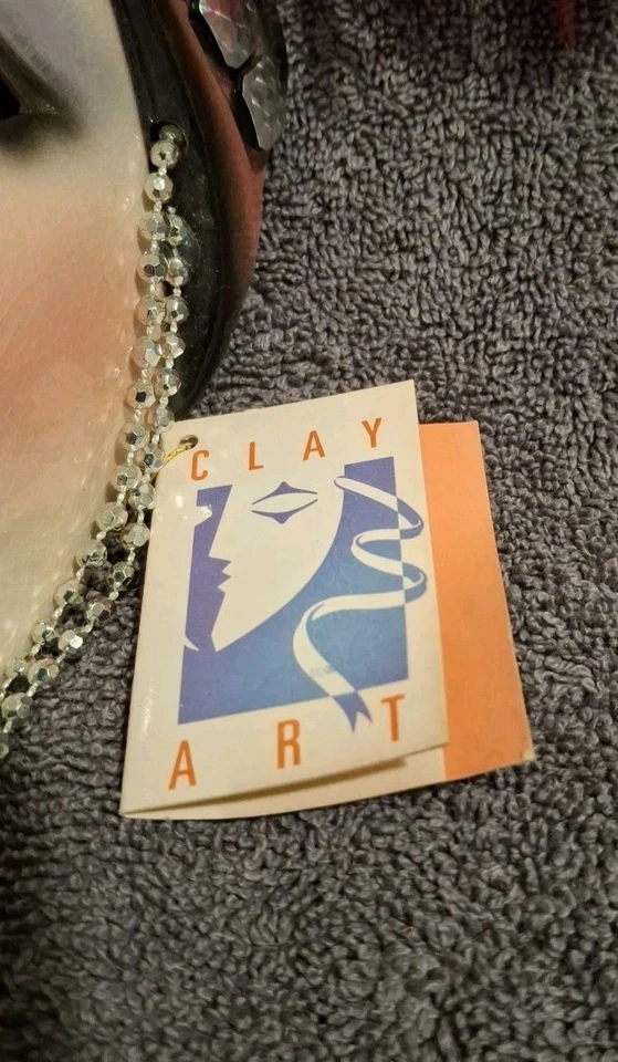 Vintage 1990 Clay Art 6" Mask W/Feathers, Decorative Bejeweled - Image 3 of 4