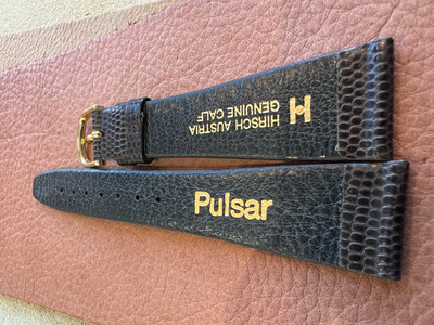 1970's Pulsar Hirsch Wristband Brown genuine leather NOS fits 19mm - 20mm