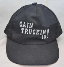 Vintage Yupoong Cain Trucking Inc Black Snapback Mesh Trucker Hat/Cap
