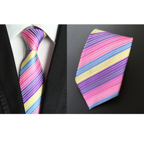 Men Stripe Grid Check Geometric Polka Dot Wavy Wedding Necktie 8CM Wide Tie - Picture 16 of 70