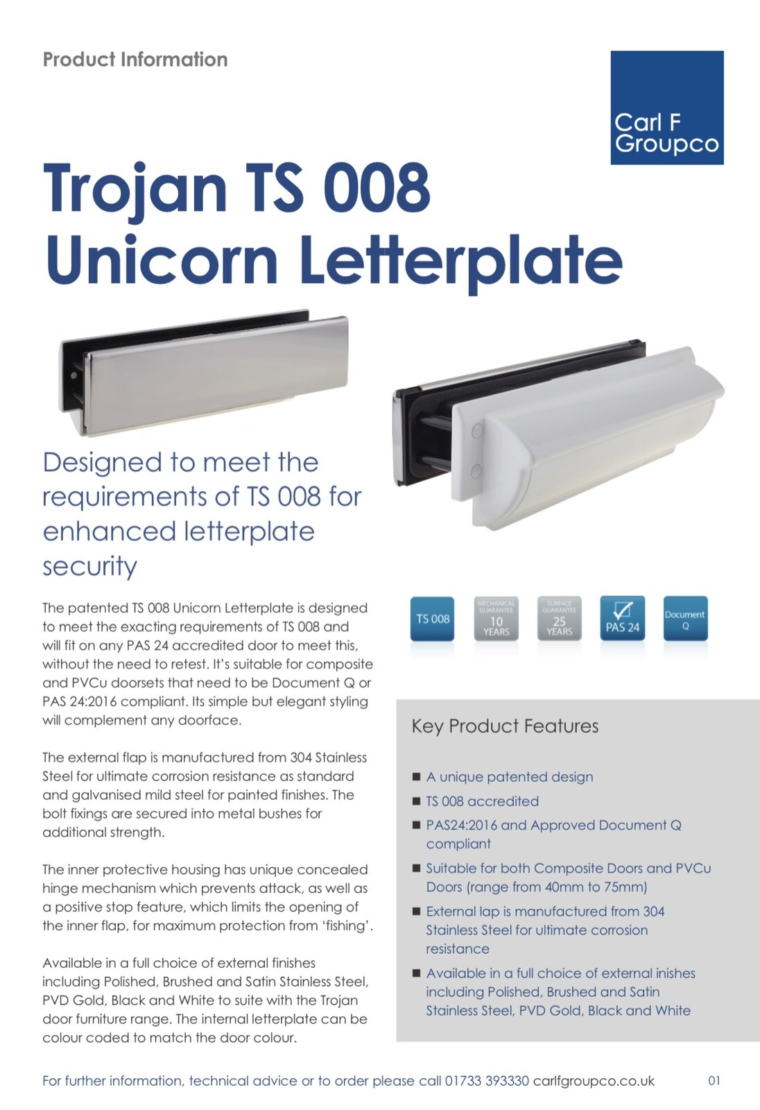 Yale Trojan TS008 Unicorn Security Letter-plate 20-80mm 0793-2003-CG-WH ...