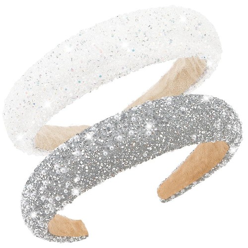Jeweled Knotted Headband for Women Girls Sparkly Crystal Rhinestone Headband - Afbeelding 6 van 11