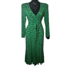 BODEN GREEN PARIS JERSEY BOHO FAUX WRAP DRESS STRETCHY SIZE: 4L