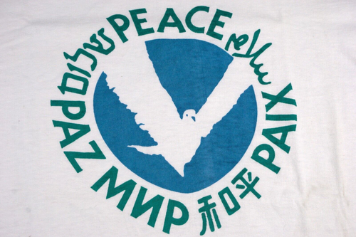 Vintage World Peace T Shirt Small Medium 70s Dove Freedom Love Anti War Global - Picture 6 of 13