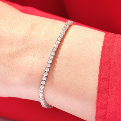 Brandneu 3 kt Rundschliff Lab gezüchtet Diamant Tennis Armband E/VS1, 14k Gold
