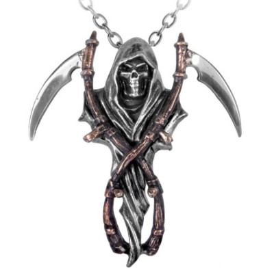 Alchemy Gothic The Reapers Arms Pendant Scythes English Pewter Necklace P296 NWT