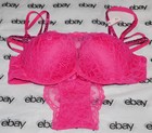NEW Victoria's Secret Bombshell Plunge Bra Crystals 36B & Brazilian Set Large VS — photo 1