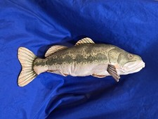 Fish Plush Toy Pillow Stuffed Large Mouth Bass 19" Long Country Cabin Decor