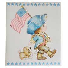 Vintage Hallmark Patriotic Photo Album Memory Mount 5 Refill Pages Boy Flag Dog