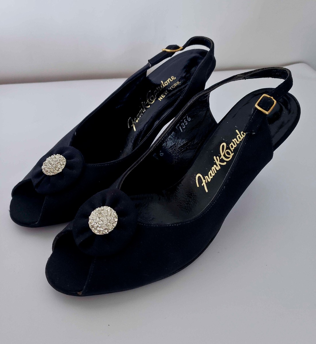 Vintage Frank Cardone PeepToe Black Pumps 6M | eBay UK