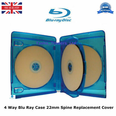 100 x 4 Wege Blu Ray Hüllen 22mm Wirbelsäule 2,2 cm für 4 Festplatten Ersatz Cover