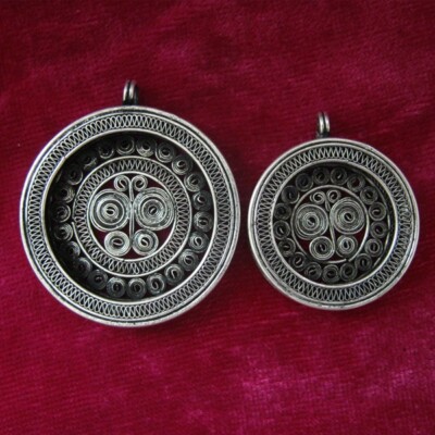 Elegant Handmade filigree Miao silver DIY embed circle necklace pendant 1piece