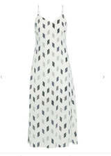 THEORY Double Strap Slip Dress BRUSH PRINT GREY MULTI