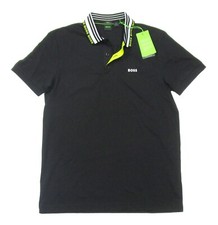 Boss Hugo Boss Men's Black Paule Logo Tipped Slim Fit Stretch Polo Shirt