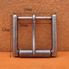 Heavy Strong Solid Antique Silver Prong Pin Roller Buckle For Veg Leather Belt