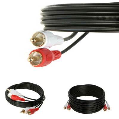 2 RCA Male to 2 RCA Male Cable Audio Stereo Aux DVD HDTV 3ft 6ft 10ft 12ft 25ft