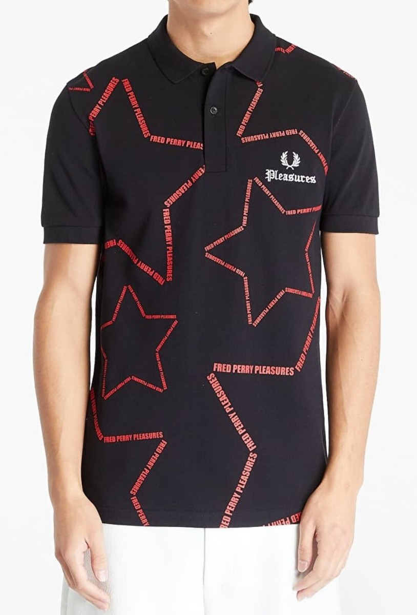 【you】FRED PERRY FRED PERRY x Pleasures 'Star Text Logo' Piqué M3600 Fit Polo