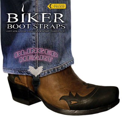 4'' Blinged Heart Biker Boot Straps