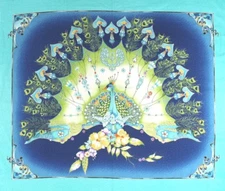 Quilting Treasures ~ Pretty as Peacock Blue ~ 100% Cotton Fabric 36" Quilt Panel