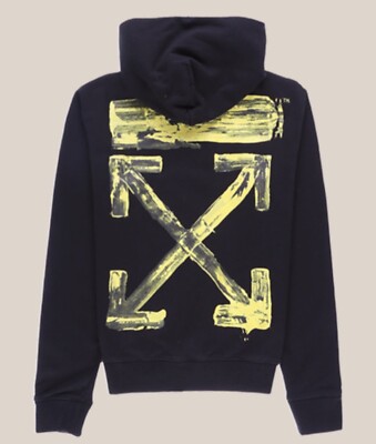 OFF-WHITE, NWT Authentic Unisex Acrylic Arrows Slim Hoodie, Black 