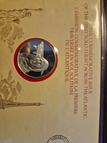 Numisbrief USA 50 Jahre Lindbergh Alleinüberquerung Atlantik Silber Medaille 925 - Bild 2 von 8