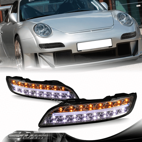 For 2004-2009 Porsche 911 997 Smoke Housing DRL LED Turn Signal Bumper Lights - Bild 1 von 5