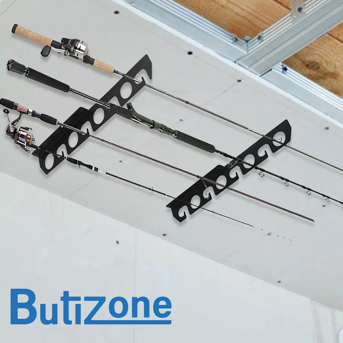 Fishing Rod Rack Wall Or Ceiling Mount Storage Pole Reel Holder