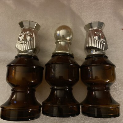 Avon Vintage 3 Chess Pieces (2 Kings, 1 Pawn) 3 Oz  Empty After Shave Bottles