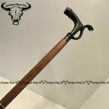 Antique Snake Cobra Brass Handle Wood Walking Stick Cane Vintage Style Solid